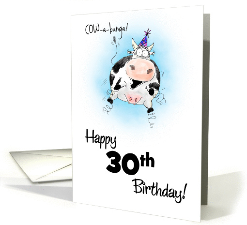 30th Birthday Little Springy Cartoon Cow card (955663)