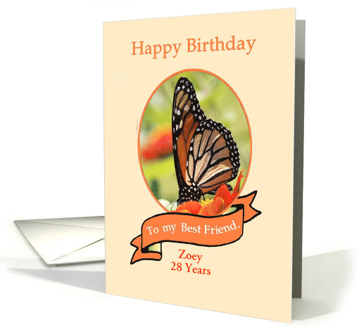 Happy Birthday To my best friend Zoey 28 Years Customizable card