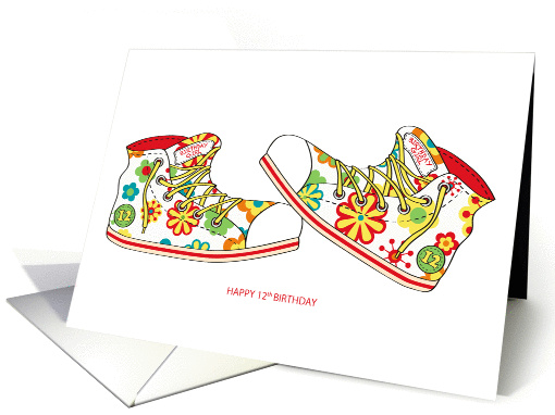 Happy Birthday - 12 - Canvas Flowery Shoes card (1166392)