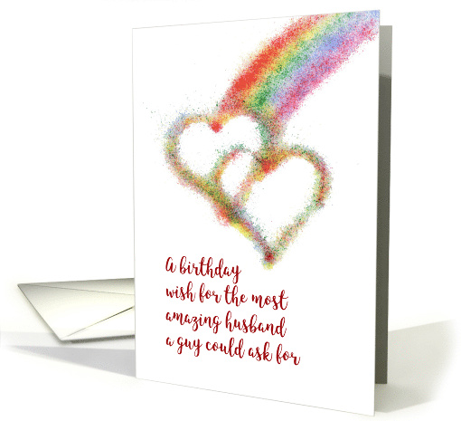 Gay Birthday Wish for Husband Colorful Hearts Rainbow card (1482974)