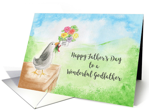 Happy Father's Day Wonderful Godfather, Bird with Bouquet... (1571144)