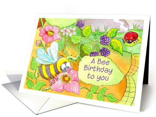 Happy Birthday,with bee and ladybird card (1364622)