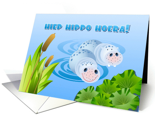 Dutch birthday card with hippo's card (938590)