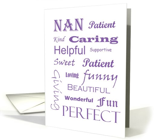Nan birthday Words Typography card (1046799)