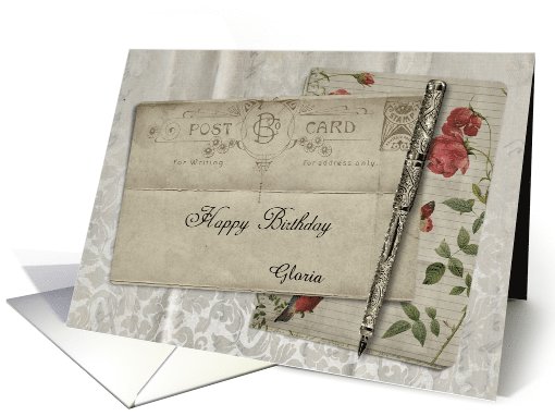 Vintage Postcard Happy Birthday Customizable card (947836)