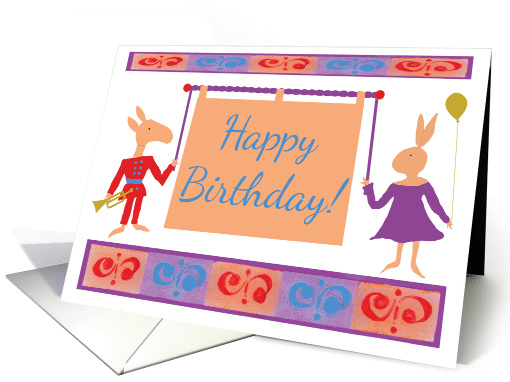 Child Birthday with whimsical donkey & rabbit card (961335)