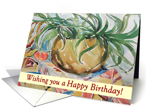 Cheerful Happy Birthday Spider Plant Painting card (1727506)