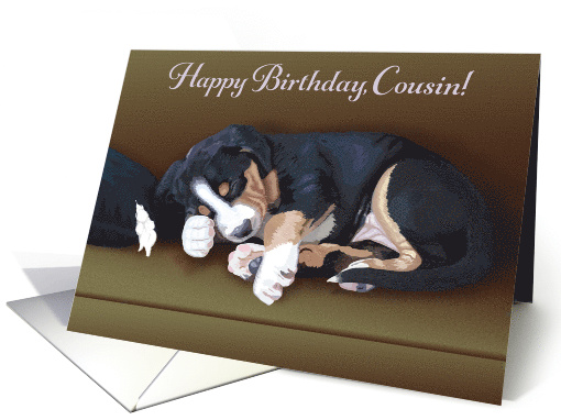 Naughty Puppy Sleeping--Birthday for Cousin card (1514870)