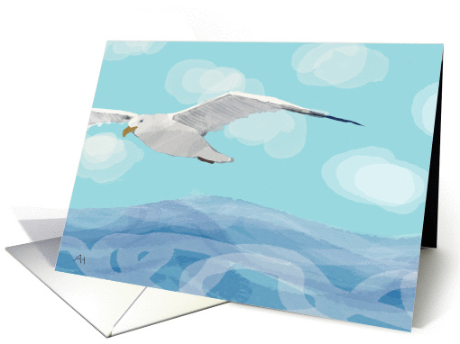 Seagull Flying Over the Sea - Card for a Hospice Patient,... (1071401)