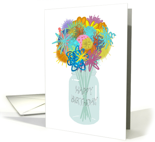 Happy Birthday Mason Jar of Fun Flowers card (1482066)