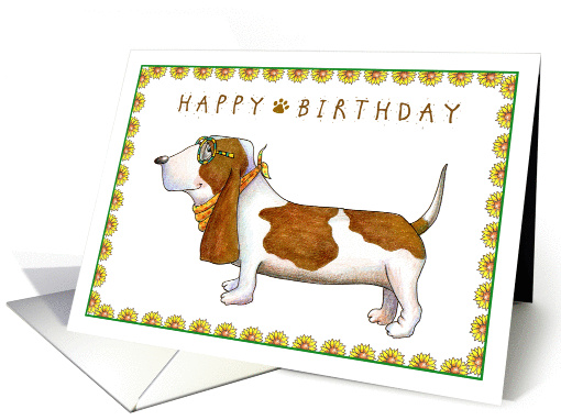 Happy Birthday Basset Hound dog - card (980959)