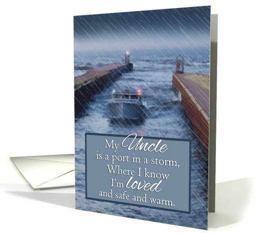 For Uncle Fishing Boat Coming Into Port from Storm Father's Day card