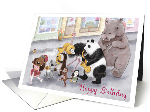 Happy Birthday, Marching Band with Animals, Love card (1619840)