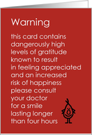 Warning - A funny thank you poem about the side effects of gratitude card