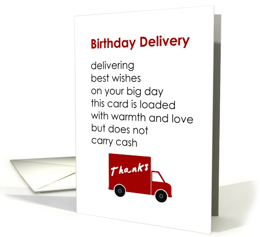 Birthday Delivery - a funny happy birthday poem card (1517558)