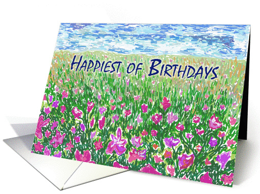 Happiest of Birthdays - spring meadow with flowers card (1217208)