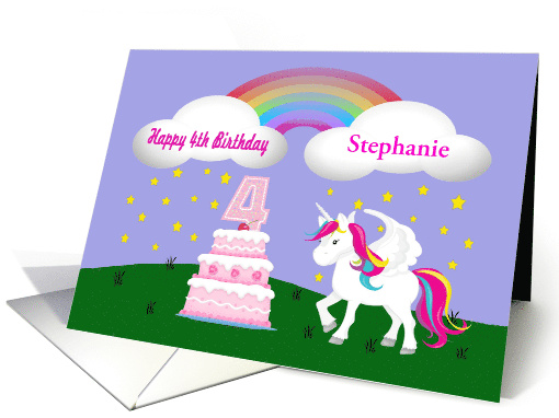 Custom Unicorn & Rainbow 4th Birthday -Unicorn, Rainbow,... (1401428)