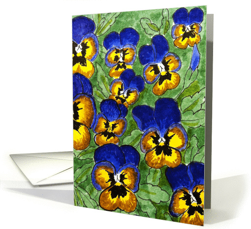 Illustrative drawing of Birthday Pansies and Floral card (1060719)