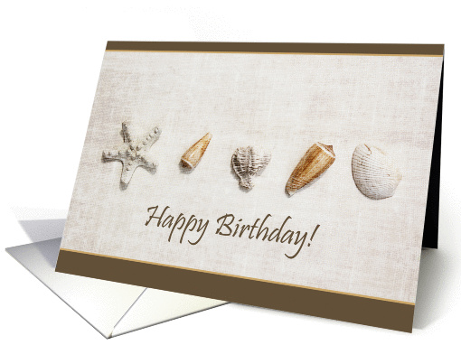 Happy Birthday Seashells on textured background card (1062479)