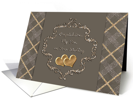 Wedding Congratulations to Son -Golden hearts card (1179380)