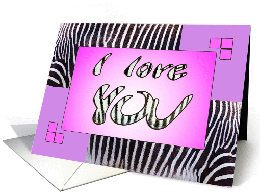 I love YOU granddaughter - zebra print - pink-purple card (1151920)