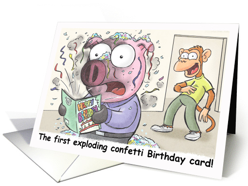 Piggy Nation - The first exploding confetti Birthday Card! card