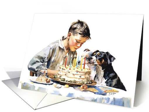 Sharing A Birthday Cake With Friends Two Dogs card (1765566)