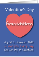 Grandchildren I love you Every Day Pink Heart Valentine’s Day card