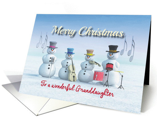 Christmas Music playing Snowmen for Granddaughter card (1289570)