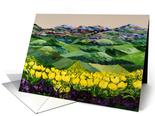 Happy Birthday - Yellow Tulips and Fields card (1115966)
