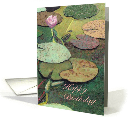 Happy Birthday - Pink Lily Green Pond card (1118878)