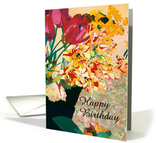 Happy Birthday - Red and Yellow Tulips card (1158456)