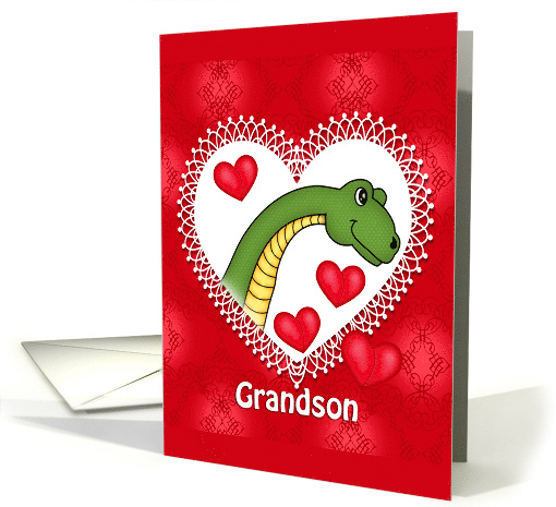 Grandson Valentine, Red with Dinosaur and Hearts card (1557658)