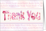 Thank You, Blank inside - Pink Floral Thank You Words card
