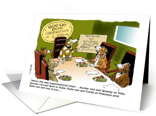 Amusing Boss's Day greeting from group - doggie cartoon card (1242024)