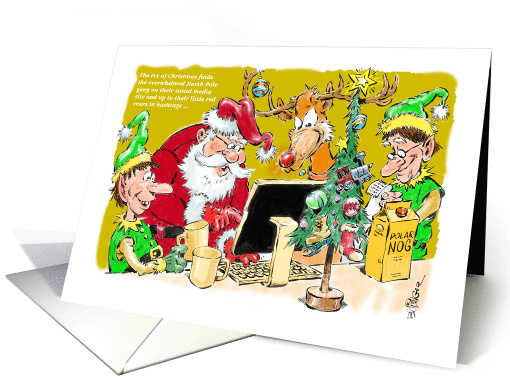 Humorous birthday on Christmas greeting cartoon card (1343616)