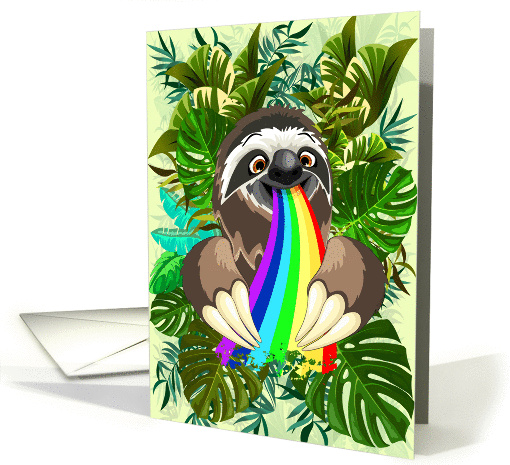 Sloth Spitting Rainbow Colors card (1440364)