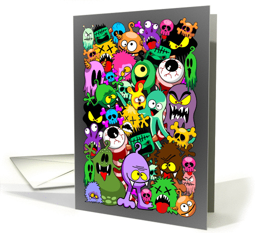 Monsters Doodles Characters Blank Inside card (1442588)