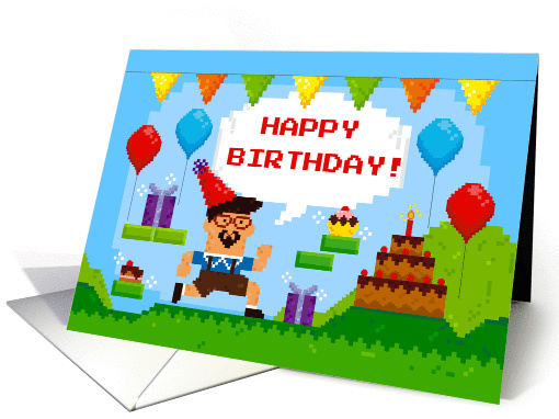 birthday card - retro pixel game card (1425262)