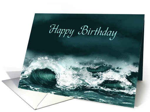 Happy Birthday Raging Ocean Waves card (1654104)