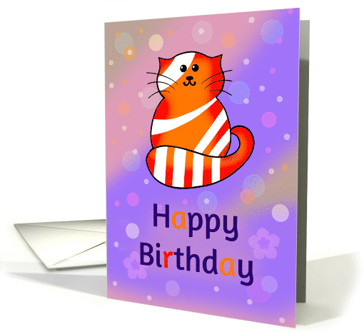 Happy Birthday Red Tabby Cat on a Bright Background card (1660586)