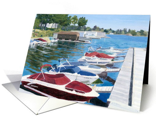 River Marina Boats and reflections Dad Birthday card (1340442)