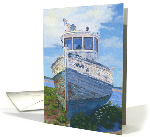 Weathered Tug Boat Anna 1000 Islands Painting Birthday card (1729458)