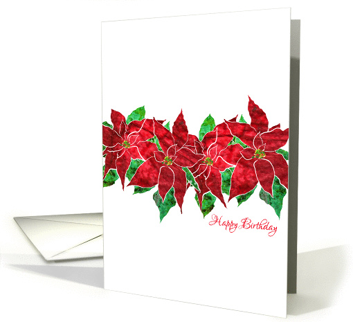 December Birthday with Stylized Poinsettia, Elegant Floral Design card