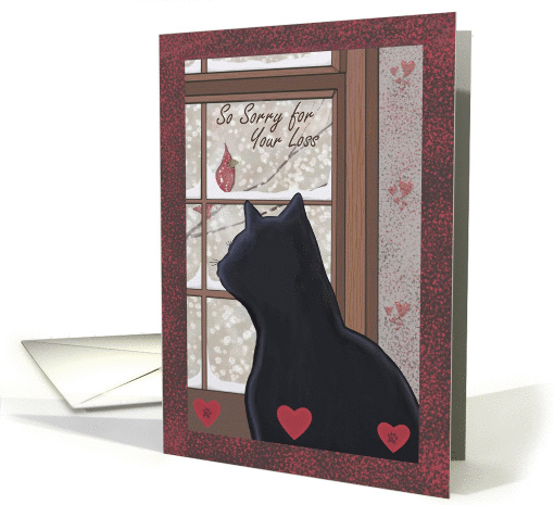 So Sorry For The Loss Of Your Pet cat card with red cardinal card