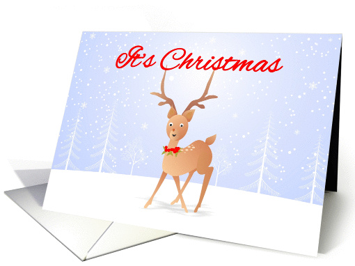 Cute Reindeer in snow, hazy background,Christmas card for... (1338122)