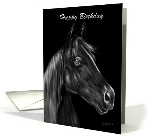 Black Stallion Birthday Wishes for Horse Lover card (1344064)