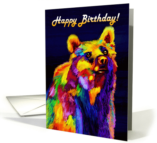 Happy Birthday Bear Wishes You Rainbow Colours card (1344740)