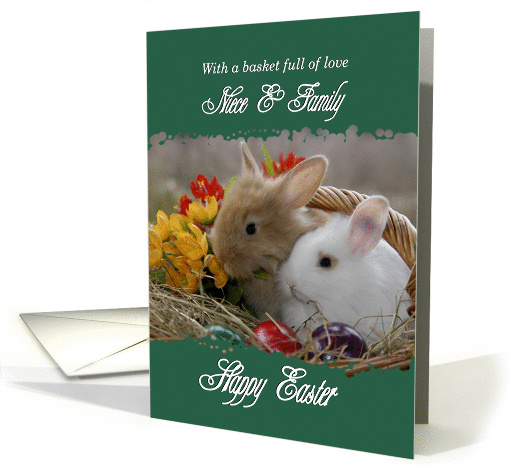 Niece and Family Happy Easter - Bunnies in a Basket card (1372164)