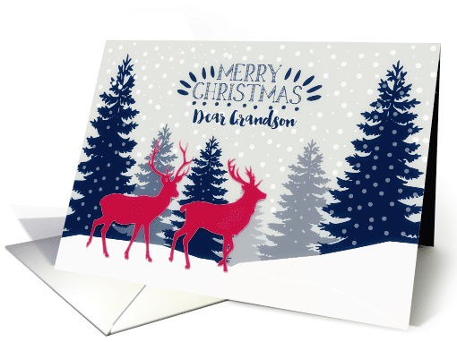 Dear Grandson, Merry Christmas, Reindeer, Forest card (1537930)